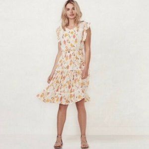Lauren Conrad Baja Bazaar Dress sz XS Tiered A-line Flutter Cap Sleeves